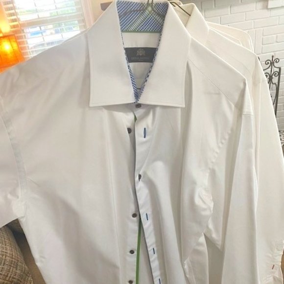 Circle of Gentlemen	Mens White collared long sleeve button down dress shirt w - Picture 1 of 7